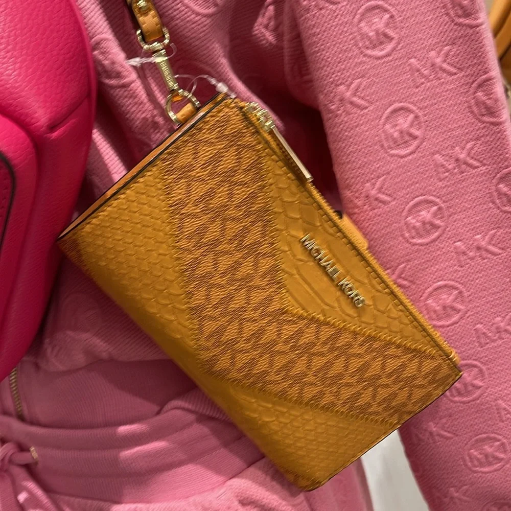 MICHAEL KORS JST LG DOUBLE ZIP WRISTLET WALLET PHONE HOLDER Cider Multi NWT